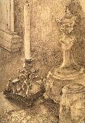 Mikhail Vrubel Still Life with a Candlestick,a carafe,and a glass Germany oil painting artist
